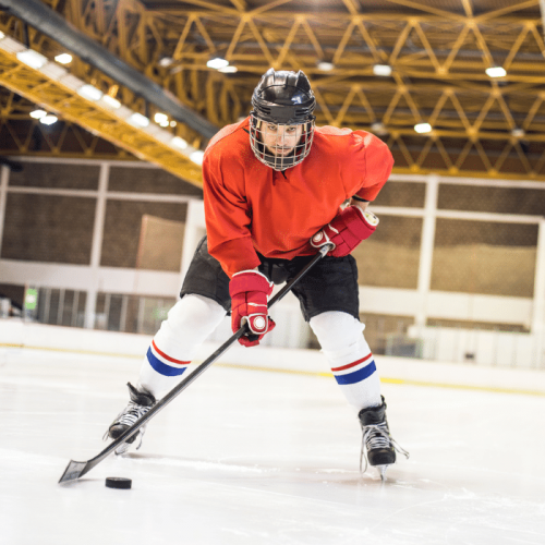 hockey player with mouthguard