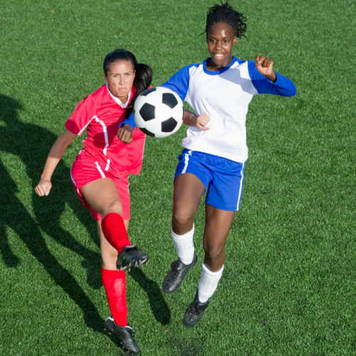 girls playing soccer